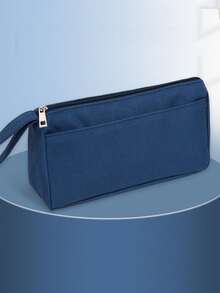 Estuche de lápices con cremallera personalizado, con nombre/iniciales personalizados, organizador escolar y de oficina de doble capa con cierre de cremallera , regalo de cumpleaños/Día del Maestro para estudiantes, profesionales, azul, rosa, amarillo, negro, bolsa de papelería, diseño de dos capas