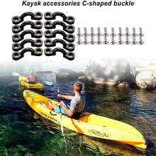 10pcs Deck Rope C Clips, Sturdy Fixing C-Type Clips - Kayak Handle Clips With Quick Release Ring Screws, Replacement Kayak Hardware