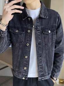 Men's Casual Washed Denim Jacket, Spring/Autumn