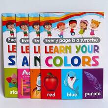 4pcs Children's Learning Book - Enlightenment - Learning Knowledge - Alphabet, Numbers, Shapes, Colors