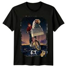 ET The Extra-Terrestrial 1982 Movie Poster Inspired T-Shirt Retro Tee Unisex - Black - View 1