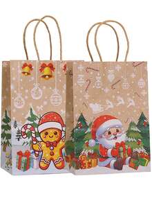 4/12/18/30 buc Pungi de cadouri din hârtie kraft de Crăciun, Ambalaj cadouri de Crăciun, Pungi de cadouri pentru petrecere de Crăciun, Ambalaje cadouri de Crăciun, Pungi tote de Crăciun, Decorațiuni de Crăciun, Pungi de cumpărături de Crăciun. Pungi de ambalare cadouri de Crăciun, Pungi de hârtie kraft, Pungi de cumpărături pentru mall, Moș Crăciun, Brad de Crăciun, Reni, Fulg de zăpadă, Pungi de hârtie kraft imprimate cu elemente de Crăciun cu omuleț de turtă dulce, Crăciun 2026