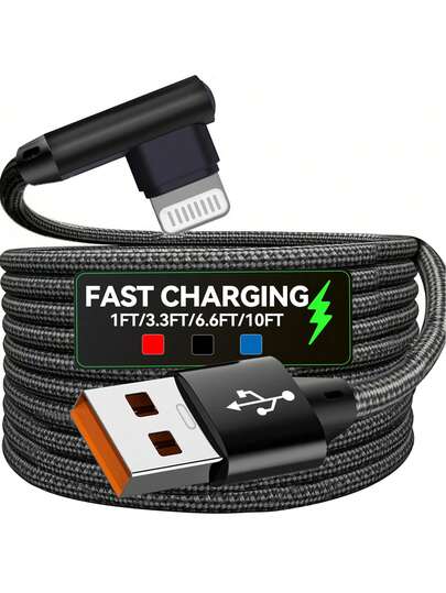 BinBoom MFi Certified 2.4A 12W Fast Charging USB Cable Compatible With Iphone 14/13/12/12Pro/12ProMax 90 Degree USB-A To Lightning Cable Right Angle Cord Compatible With IPHONE 11/11Pro/XS MAX/XR/X/8/7/6 Plus /SE (Compatible With Iphone 5-14) Compatible With IPhone 14 Pro Max, 14 Pro, 14 Plus, 13 Pro Max, 13 Pro, 13, 12 Pro, 12, 11, XS, XR, 8 Plus, 8, 7, 6, 5, SE, Compatible With IPad 90 Degree Right Angle Polyamide Nan