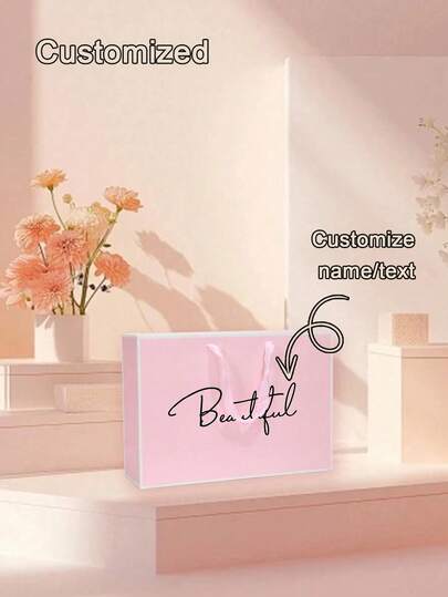Customized Simple Pink Gift Packaging Bags, Wedding Candy Souvenir Bags, Tea Jewelry Paper Bags, Casual Daily Storage, Valentine's Day Gift Bags, Party Gift Bags, Customizable Names And Personalized Text, Exquisite, Simple, Highly Attractively, High-Quality Customization, Unique Gifts For Girlfriends, Family, And Friends