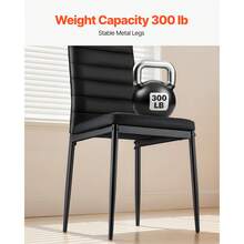 Modern Dining Room Accent Chairs Set Of 6, Upholstered Leather Side Chair For Dining Tables, Space-Saving Kitchen Table Chair With Thick Cushions And Metal Legs, Black - Leather art 6-piece set black - 查看 3