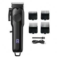 Black Cordless Electric Hair Clipper For Men, USB Rechargeable Grooming Kit With Hair Trimmer, Beard Trimmer And Edger - Perfect Gift For Father's Day