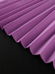 AOMEI 女式休闲春秋季褶皱中长连衣裙长款泡泡袖 V 领荷叶边飘逸口袋连衣裙 - 紫色 - 查看 9