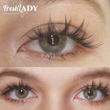 FRESH LADY Freshlady 1副装 14.2mm 灰色 1年/6个月抛型 柔软舒适 美瞳，女士适用，自然风格，放大双眼，带/不带度数可选 - 灰色 - 查看 4