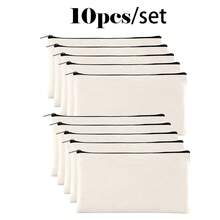 50 Peças Sacos de Zíper de Lona Bege - Bolsas DIY para Artesanato e Armazenamento de Cosméticos, Papelaria - Perfeito para Natal, Casamentos, Aniversários, Decoração de Casa, Decorações de Natal, Decoração de Quarto de Inverno