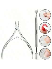 Ejiubas Cuticle Pusher Cuticle Nipper Stainless Steel Cuticle Trimmer Cuticle Remover Tool Set For Fingernails And Toenails Pedicure Manicure Tools Silver Christmas - 銀色 - 查看 8