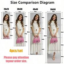 4pcs(20cm*20cm) HD Self Adhesive Acrylic Mirror Sheets, Frameless Flexible Non Glass Mirror Tiles, Mirror Stickers For Home Wall Decor, Suitable For Gym Living Room Bedroom Office,Ideal Gift For Friends And Family.