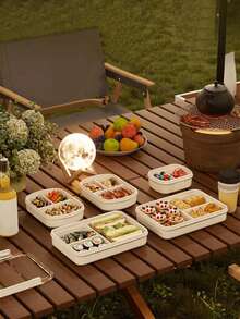 1pc/2pcs Transparent Sealed Food Storage Container With Lid, Compartment Bento Lunch Box, Fridge Storage, Kitchen Organization, Portable Outdoor Thermal Bento Box, Suitable For Home, Office, Picnic, School, Dorm, Festive Gatherings, Holiday Gifts