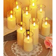 1 Peça Luz de Vela LED sem Chama com Formato de Copo e Baterias, Luz de Vela Eletrônica para Decoração Doméstica, Ideal para Decoração de Casamento, Decoração de Mesa de Jantar, Aniversário, Festa, Decoração do Dia dos Namorados, Vela Acendedora, Vela Elétrica, Jantar à Luz de Vela, Velas para Desejos, Decoração de Natal com Luz de Vela