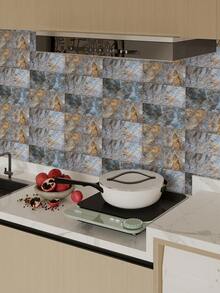 1 Roll 1m/3m/5m Vintage Blue Gray Geometric Stone Pattern Removable And Self-Adhesive Vinyl Wallpaper, DIY Home Decor For Bedroom, Kitchen, Living Room, Bathroom, Cabinet, Furniture Renewal Wall Paper Wall Stickers Room Decor Wall Decor Wallpaper Peel And Stick Bathroom Decor