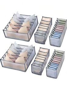 1 Set (6/7/11 Compartimentos) Caja de Almacenamiento Multifuncional para Ropa Interior, Organizador con Ventana Transparente Estilo Cajón para Sostenes, Bragas, Calcetines, Corbatas, Adecuado para Cajones, Armarios, Dormitorios, Dormitorios