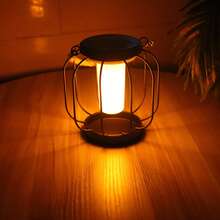 1 pieza Farol metálico con energía solar de 20 a 60 cm, estilo vintage, asa de cuerda, brillo cálido. Ideal para Navidad, Halloween, Pascua; fiestas de jardín, bodas, barbacoas; patio, porche, rincón interior; primavera, verano. Decoración colgante.