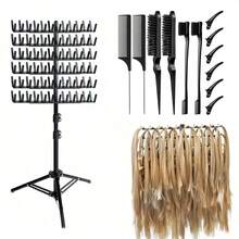 Suport pentru împletituri, suport pentru extensii de păr cu 144 de cuie, suport pentru împletituri cu înălțime reglabilă și suport pentru depozitarea perucilor, instrument de salon cu două fețe pentru uz casnic în salon, pieptene negru/roz/violet