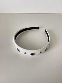 1 pieza Diadema de estilo punk metálica de verano con remaches, accesorios de cabello casual de nicho negro versátil