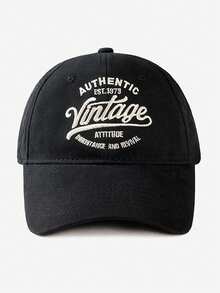 Retro English Embroidery Baseball Cap, Casual Streetwear Style, Unisex - Navy Blue - View 5