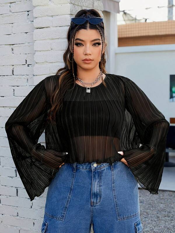 Women's Ruffled Edge Semi-Sheer Cover Up, Spring/Autumn