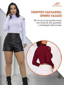 Cacharrel Women's Long Sleeve Blogger Turtleneck Crop Top - 黑色 - 查看 4