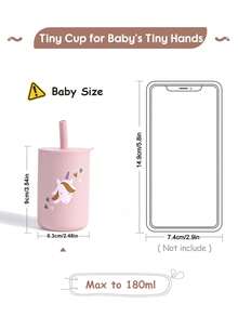 1pc Mini Portable Straw Cup For Kids 150ml , Made Of Food-grade Silicone Material , Ideal For Infants And Toddlers In Their First Feeding Stage - Baby Pink - View 5