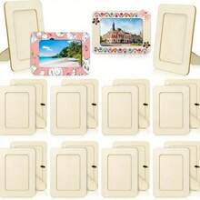 10pcs Unfinished Wooden Photo Frames, 6 Inch, DIY Craft Project, Can Be Placed Horizontally Or Vertically, Art Supplies, Suitable For Party Gifts, Classroom Crafts, Adult Crafts, Valentine's Day Gifts, Diamond Painting Accessories, Frame Decor, Personalized Gifts, Wedding Decor, Room Decor, Bedroom Accessories, New Year Gifts, Office Desk Accessories, New Year Decor, Couple Decor, Anniversary Souvenirs