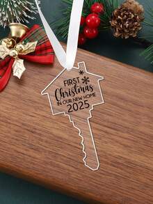 Il nostro primo Natale nella nostra nuova casa 2025, decorazione appesa in acrilico trasparente a forma di chiave, regalo di inaugurazione della casa, regalo di trasloco per famiglia/amici, decorazione per feste natalizie e di casa, ornamento natalizio per l'albero di Natale
