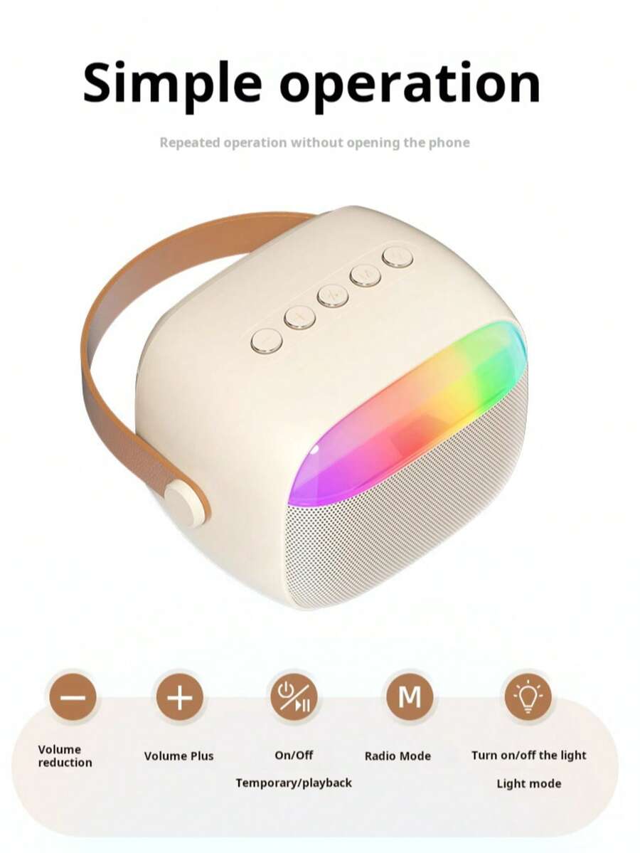 Reletech Portable Karaoke Speaker With Colorful Lights, Wireless Microphone, One-Touch Operation, Hands-Free Design, Essential For Outdoor Party Singing