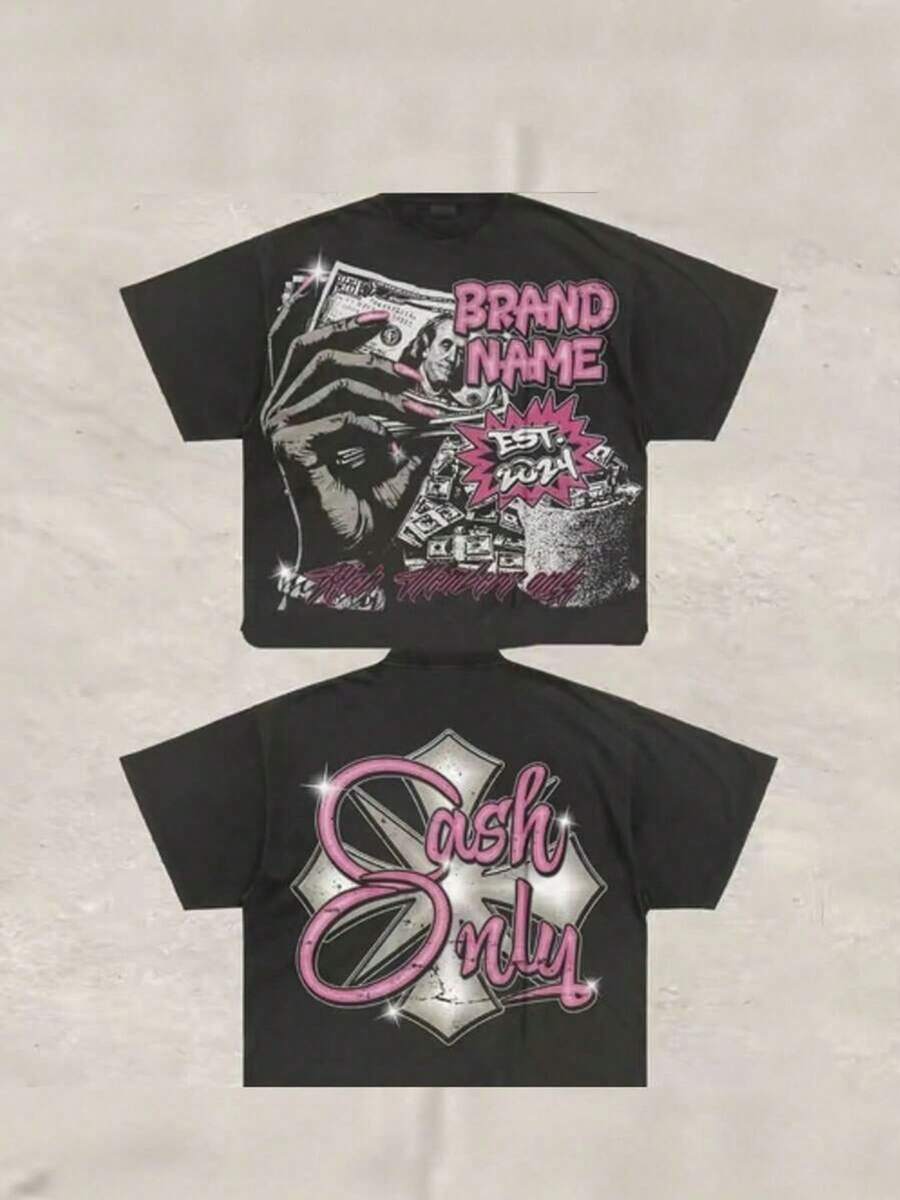 Cash And Portrait Print Only (100% Cotton T-Shirt) Men's Summer Round Neck Short Sleeved Casual Cotton Print Jesus Faith