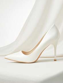 女士高级漆皮白色尖头套脚细高跟鞋，性感露趾礼服鞋，适合派对、夜店、婚礼等场合，10厘米高跟鞋，圣诞节冬季圣诞礼物