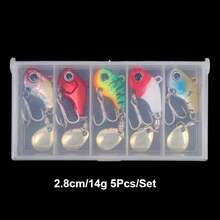 5Pieces Fishing Lure Kit Metal VIB Artificial Bait Sinking Spinner Spoon Fishing Lures Jigs Fishing Tackle