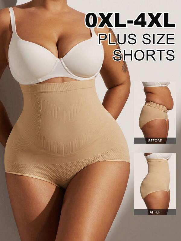 1 pezzo Biancheria intima modellante per donna, ad alta elasticità, anti-arricciatura, con controllo addominale, mutandine modellanti per taglie forti, contenitive per pancia piatta, senza cuciture, modellante vita e glutei