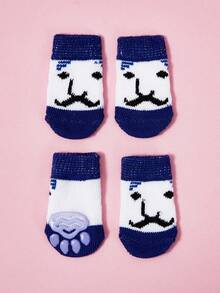PETSIN 4Pcs/8Pcs/Set Cute Pet Dog Socks With Print Anti-Slip Cats Puppy Shoes Paw Protector Products For Small Breeds Spitz York Dogs Chihuahua Indoor Anti Drop - Multicolor - View 8