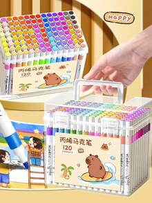 12/24/36/48pcs Acrylic Marker Pens, Art DIY Graffiti Pens, Colorful Painting Watercolor Art Marker Pen Set, For Acrylic Painting, Waterproof & Quick-Drying, Suitable For Student Graffiti, Teachers And School Use (Random Marker Patterns) - Multicolor - View 11