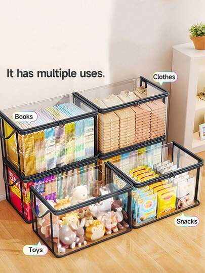 Transparent PVC Storage Bag ,Multipurpose Organizer Box With Flip-Top And View Window - Durable Rectangular Home Storage Container For Toys, Crafts, Books, School Supplies, Snacks - Perfect Gift Choice For 11 Festive Occasions