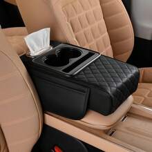 La almohadilla del reposabrazos de la consola central y los guantes para automóvil 4 en 1 de cuero con espuma viscoelástica son comunes a muchos modelos, lo que mejora la limpieza del automóvil. - Negro - Ver 10