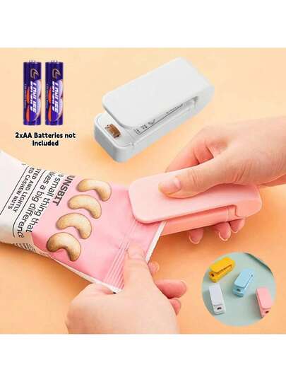 1pc Portable Mini Food Bag Heat Sealing Machine, Vacuum Food Sealing Machine, Plastic Bag Heat Sealing Snack Sealing Machine, One Click Sealing, Fresh-Keeping Hot Plastic Bag Sealing, Compact And Practical, Candy Color Sealing Machine, Essential For Travel And Dormitory, Food Bag Sealer