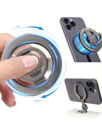 Magnetic Phone Grip, Gyroscope Phone Ring Holder Grip For Hand Cell Phone Finger Holder Kickstand Phone Stand Holder For Desk Compatible With IPhone 16/15/14/13/12 Series Compatible With IPhone, Android Phone, Gift For Birthday, Family, Friends Phone Holder