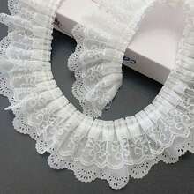 Dây viền ren organza xếp nếp, rộng 65mm, kiểu dáng cổ điển, dùng để thêu trang trí, may vá, làm đồ thủ công DIY. - Nhiều màu - Xem 3
