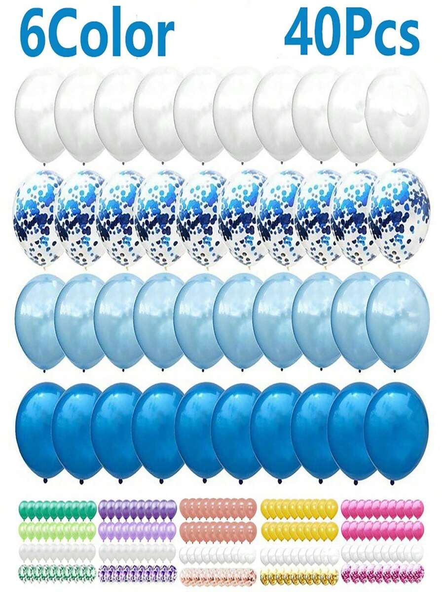 40Pcs/Set 12inch Mix Blue Rose Gold Confetti Latex Balloon For Birthday Anniversary Wedding Balloons Party Decorations - Hoa hồng vàng - Xem 1