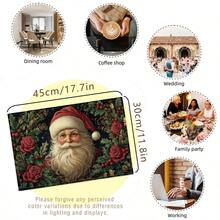 Christmas Santa Claus & Snowman Linen Placemats, Heat Insulation Pads, Food Mats, Restaurant Supplies, Restaurant Decor, Outdoor Picnic Mats, Holiday Gifts, Suitable For Restaurant, Kitchen, Outdoor, Picnic, Holidays
