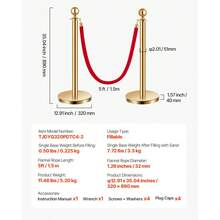 Stanchion Post, 4 Pcs Crowd Control Barrier Set With 2 Ropes, 5 Ft Stainless Steel Gold Stanchion Post Queue With Sand Injection Hollow Base For Theater, Party, Wedding, Exhibition - Multicolor - View 7