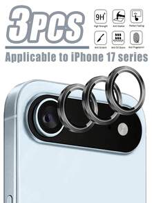 3 paquetes de protectores de lente de cámara para iPhone 17 Air, 17, 17 Pro, 17 Pro Max, 16, 15, 14, 13, 12, 11, película de vidrio templado de dureza 9H, modo nocturno, antiarañazos, antihuellas dactilares, sin burbujas, protector de lente de teléfono móvil aplicable a protección diaria, oficina, hogar, cubierta de cámara de teléfono a prueba de agua, a prueba de golpes, resistente a arañazos