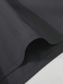 Men's Solid Color Drawstring Waist Casual Pocket Beach Shorts - Dark Grey - View 4