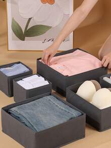 1/3/6/9/12 Pack Foldable Cloth Storage Box Closet Dresser Drawer Organizer Fabric Baskets Bins Containers Divider For Clothes Underwear Bras Socks Lingerie Clothing