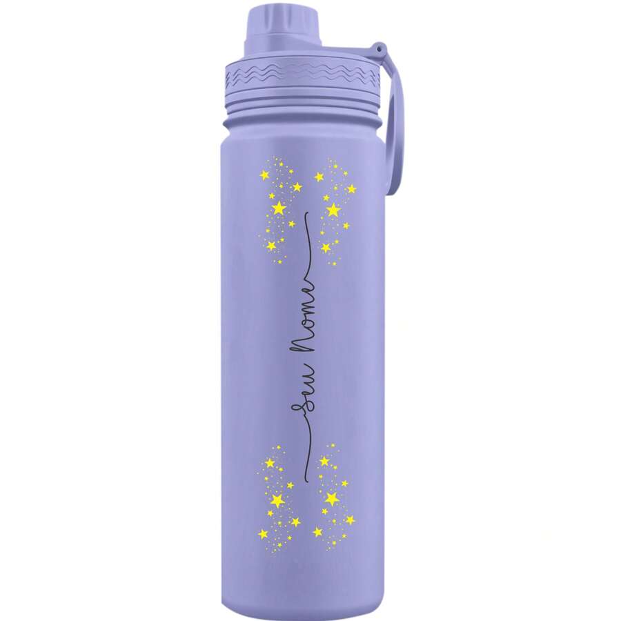 Fresh Thermal Bottle With Personalized Stars Handle With Name - Lilac Purple - View 1