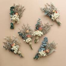 12pcs Boho Dried Flower Bouquet Mini Wedding Handmade Dry Flowers Decor For Vase Crafts DIY Photo Boutonniere For Men Floral Plant Flower For Bridesmaid Gift Birthday Decor (Colorful)