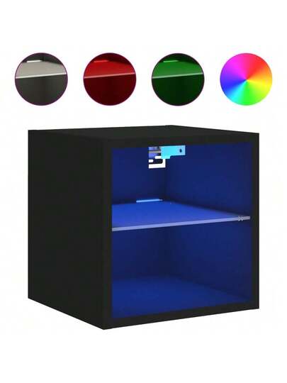 VidaXL TV Wand Units LED Lighting, stuks 30x28.5x30 Cm, Zwart view 7