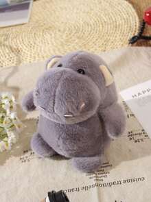 1pc 25cm/9.84in Creative Hippopotamus Plush Doll, Cute Hippo Doll, Animal Plush, Gift For Girls, Birthday, Christmas, Halloween, New Year, Holiday - Grey - View 3